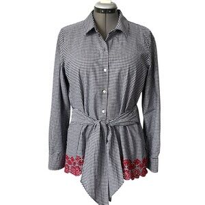 Hilfiger Embroidered gingham button front shirt XL